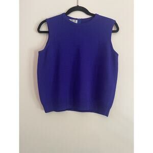 Vintage Womans J. S.S Sleeveless Tank Small Kinit Wool Blue Classic USA